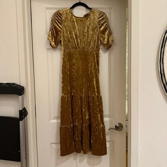 Women's Puff Short Sleeve Dress - Who What Wear Mustard Yellow Xs